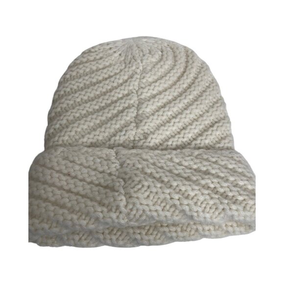 Anthropologie Cashmere Beanie Hat Cozy Knit Off White New Warm Winter One Size - Picture 4 of 5